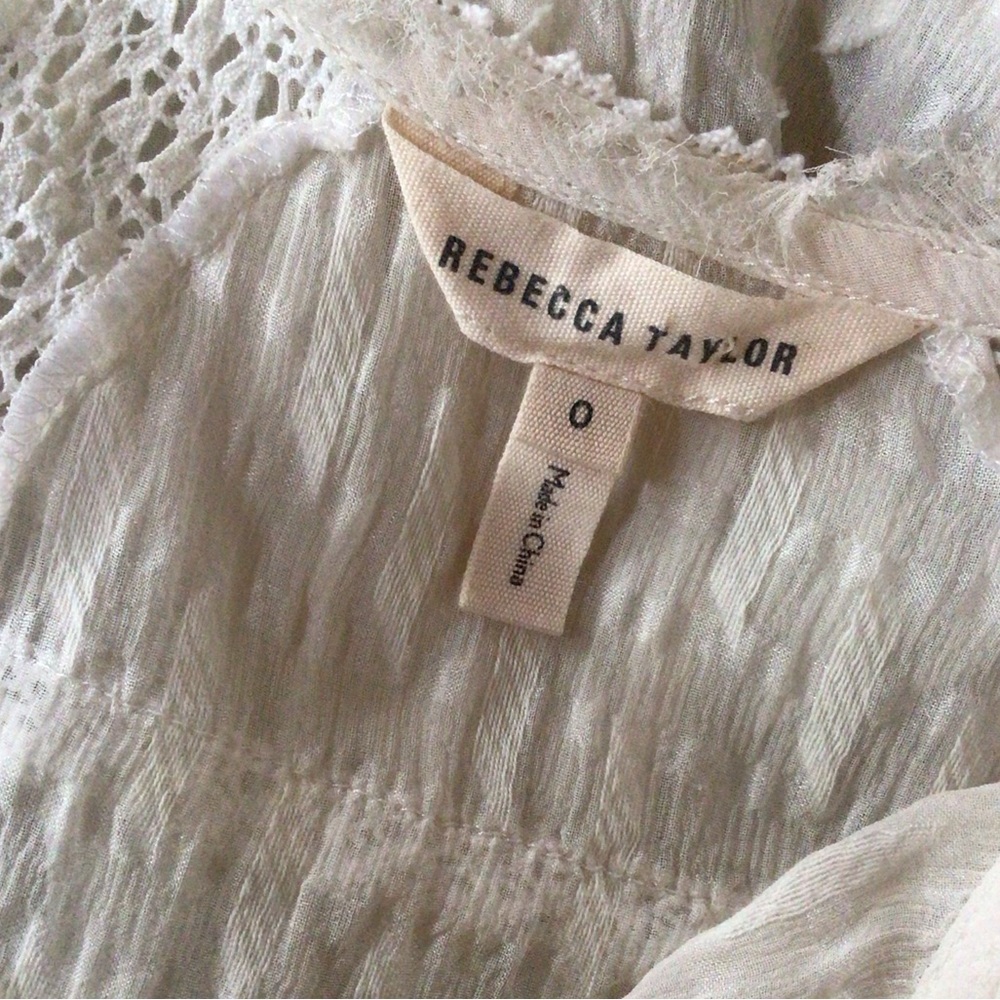 REBECCA TAYLOR Cream Silk Double Tie Neck Blouse, 0 - Picture 5 of 6